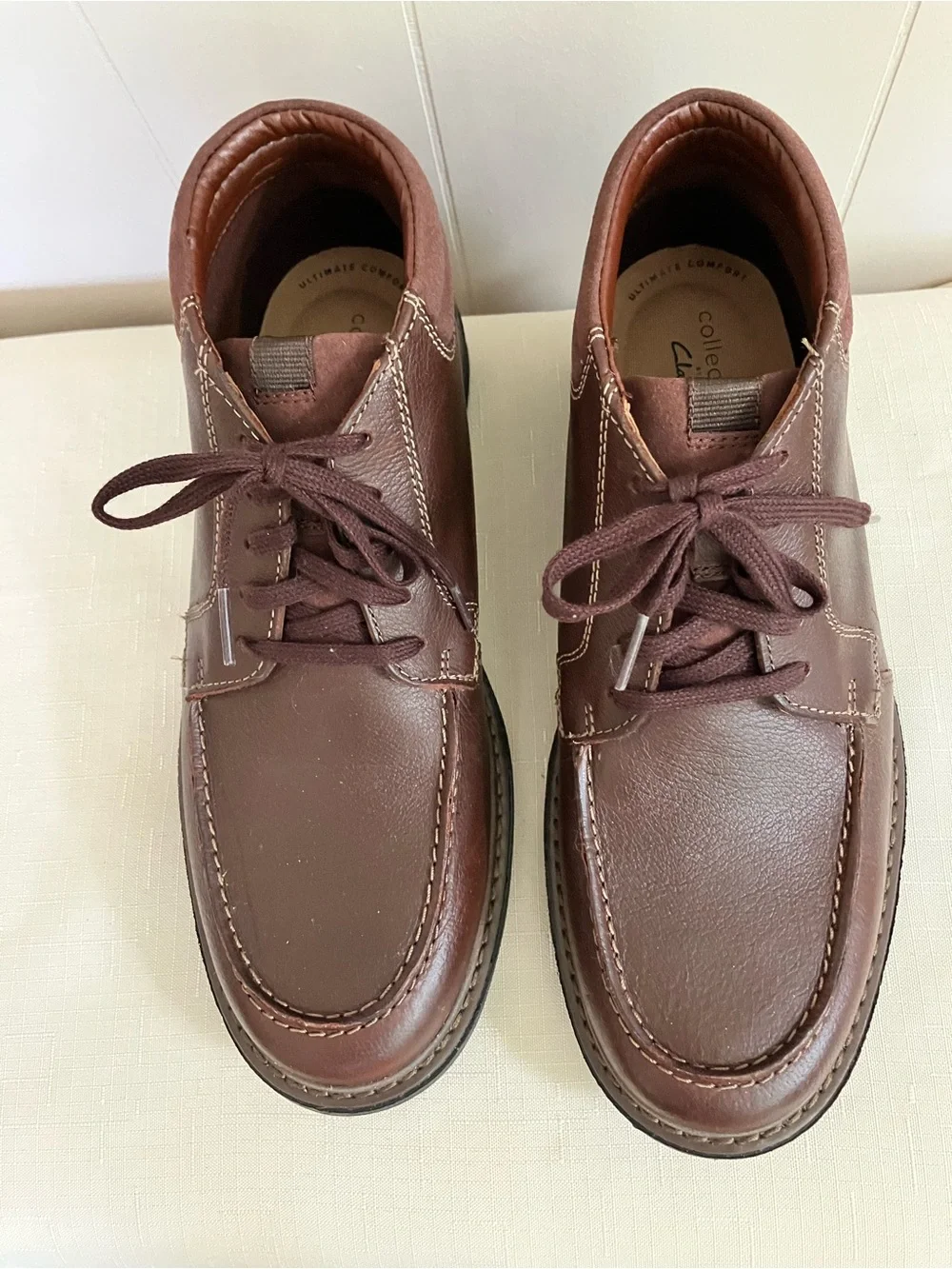 Clarks Men’s Brown Mahogany Leather Lace-Up Boots Size 9W